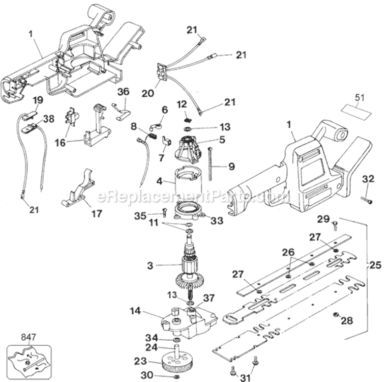 Page A Diagram and Parts List for HT200-04 Type 3 Black and Decker Hedge Trimmer